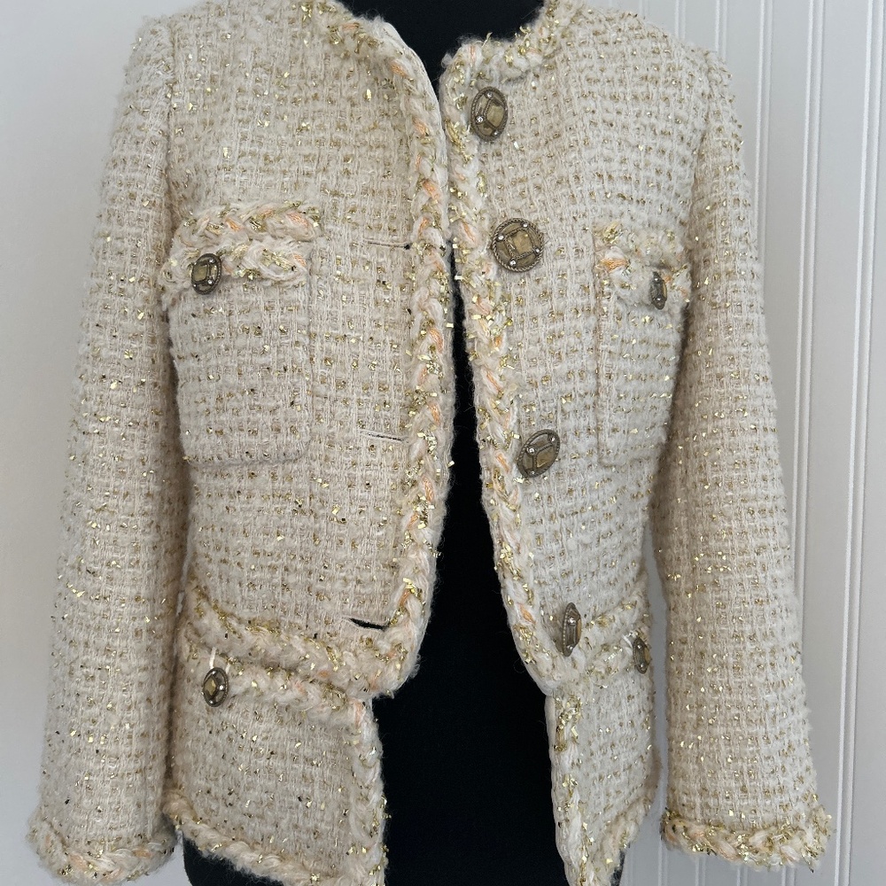 Vintage Boutique Chanel Style Silk and Wool Jacket